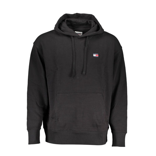 Black Cotton Men Sweater Hoodie