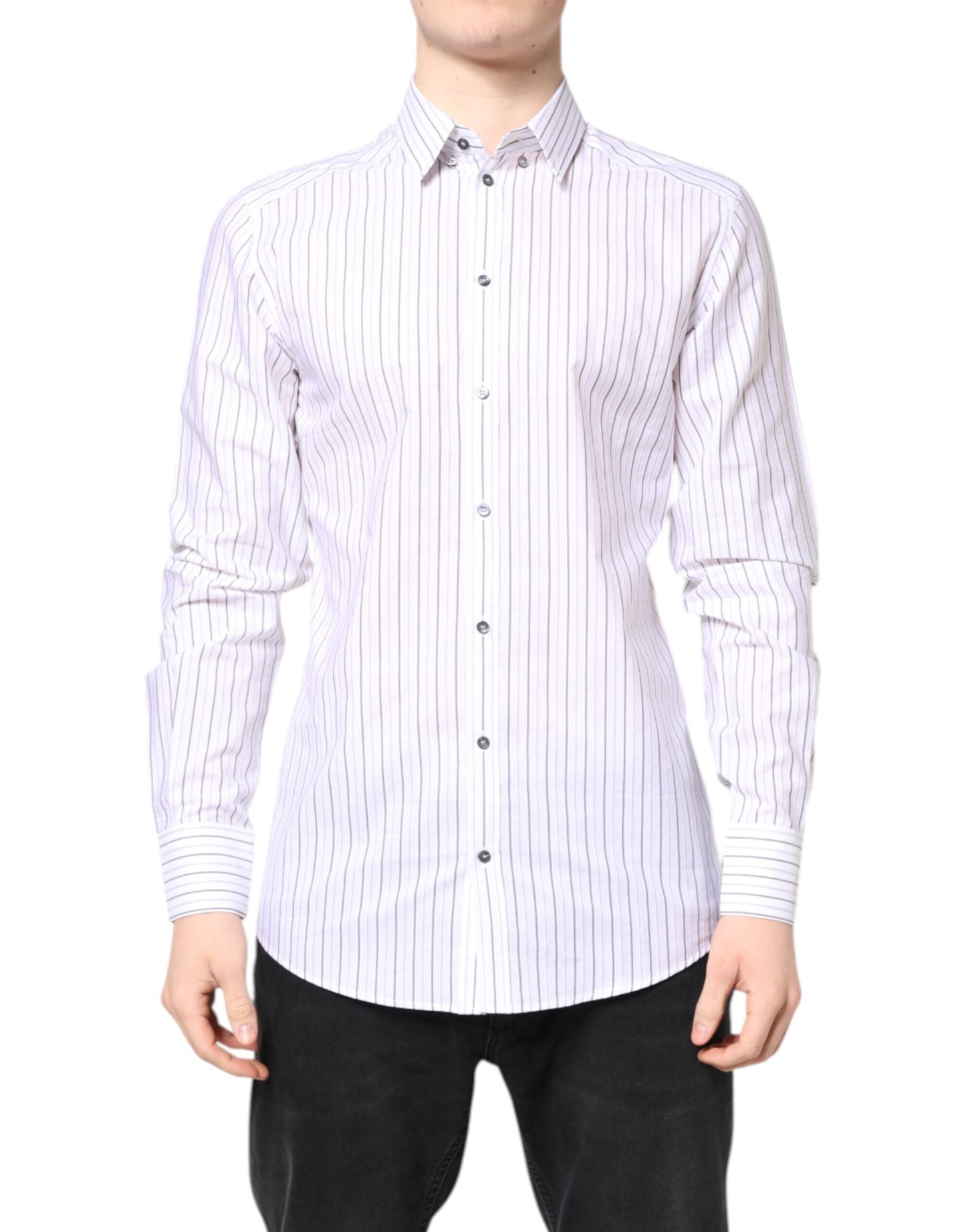 White Stripes Cotton GOLD Formal Dress Shirt