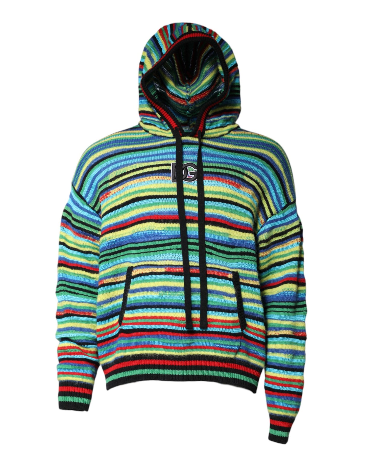 Multicolor Cotton Hooded Pullover Sweater