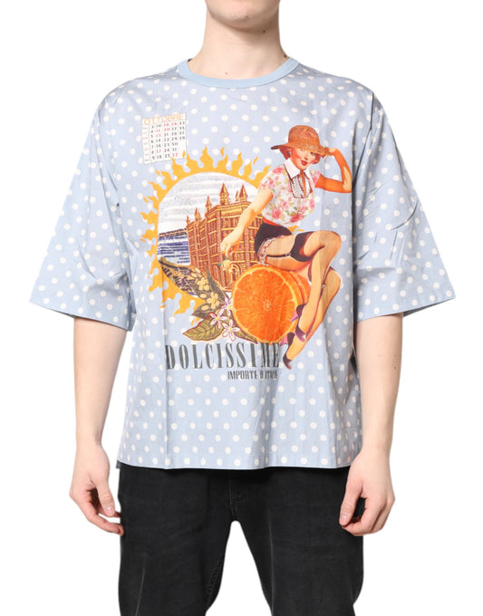Light Blue Graphic Print Short Sleeve T-shirt