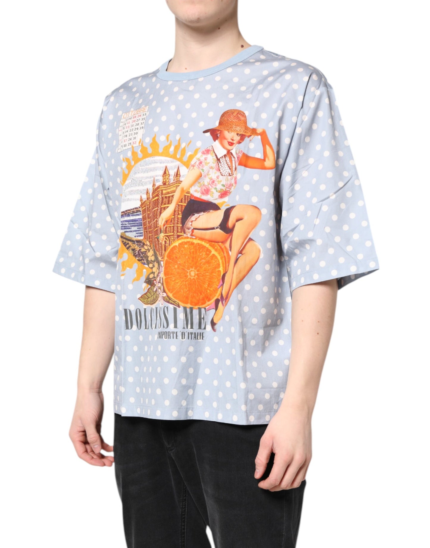 Light Blue Graphic Print Short Sleeve T-shirt