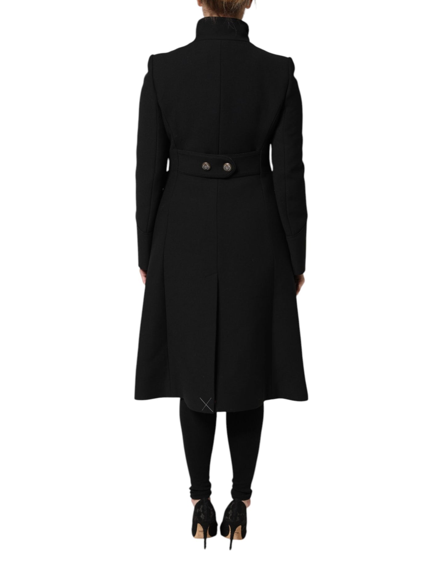 Black Wool Single Breasted Trench Coat Jacket