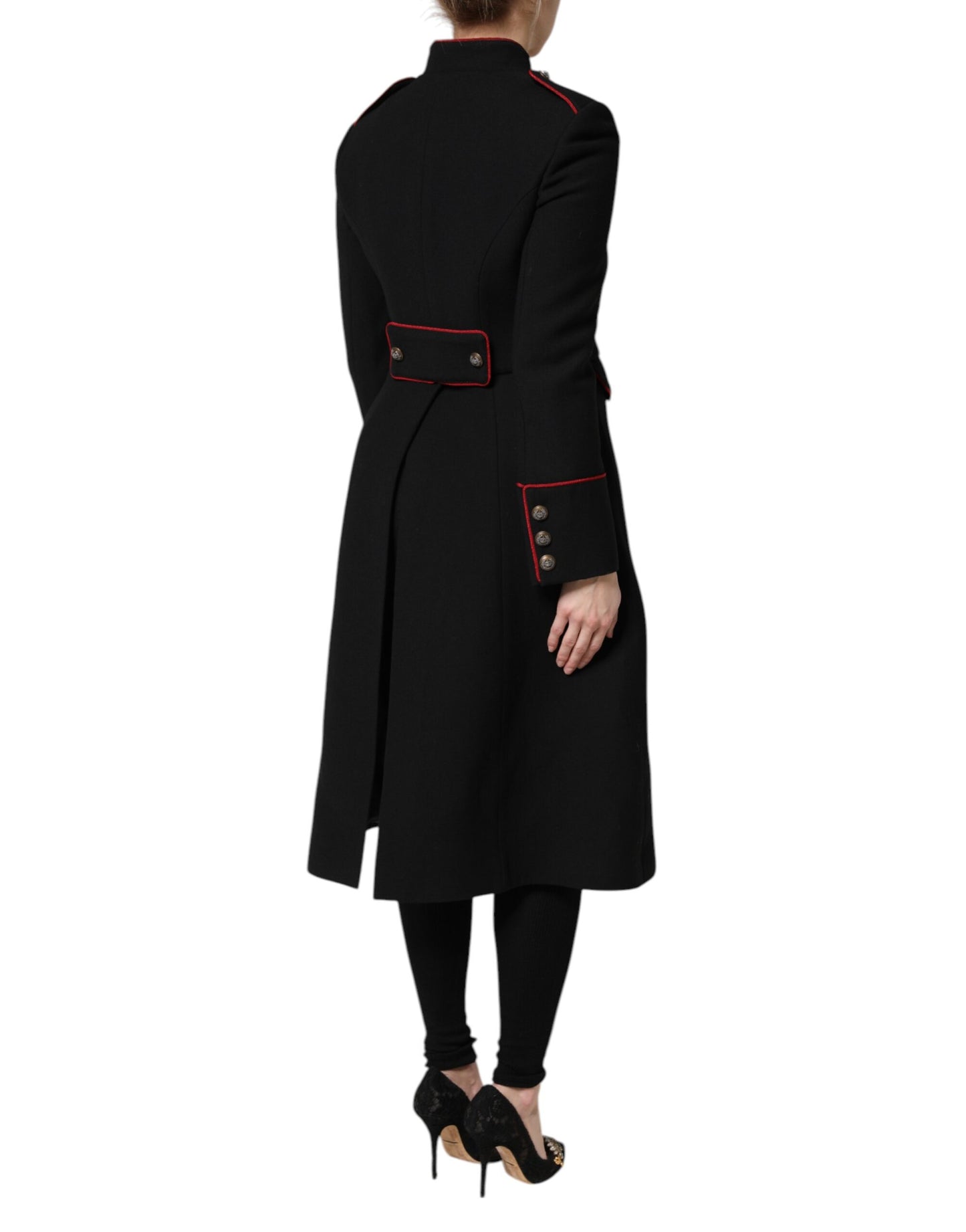 Black Wool Single Breasted Trench Coat Jacket
