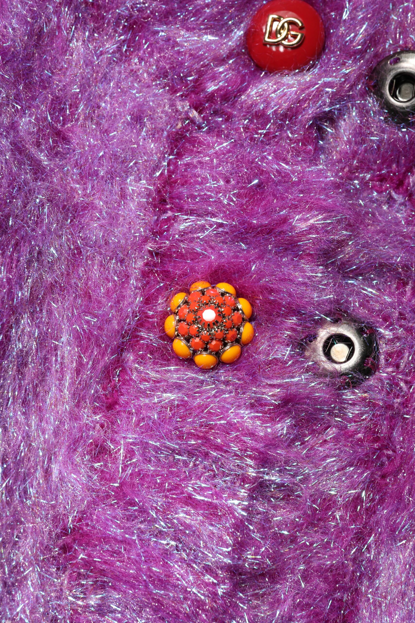 Purple Button Embellished Trench Coat Jacket