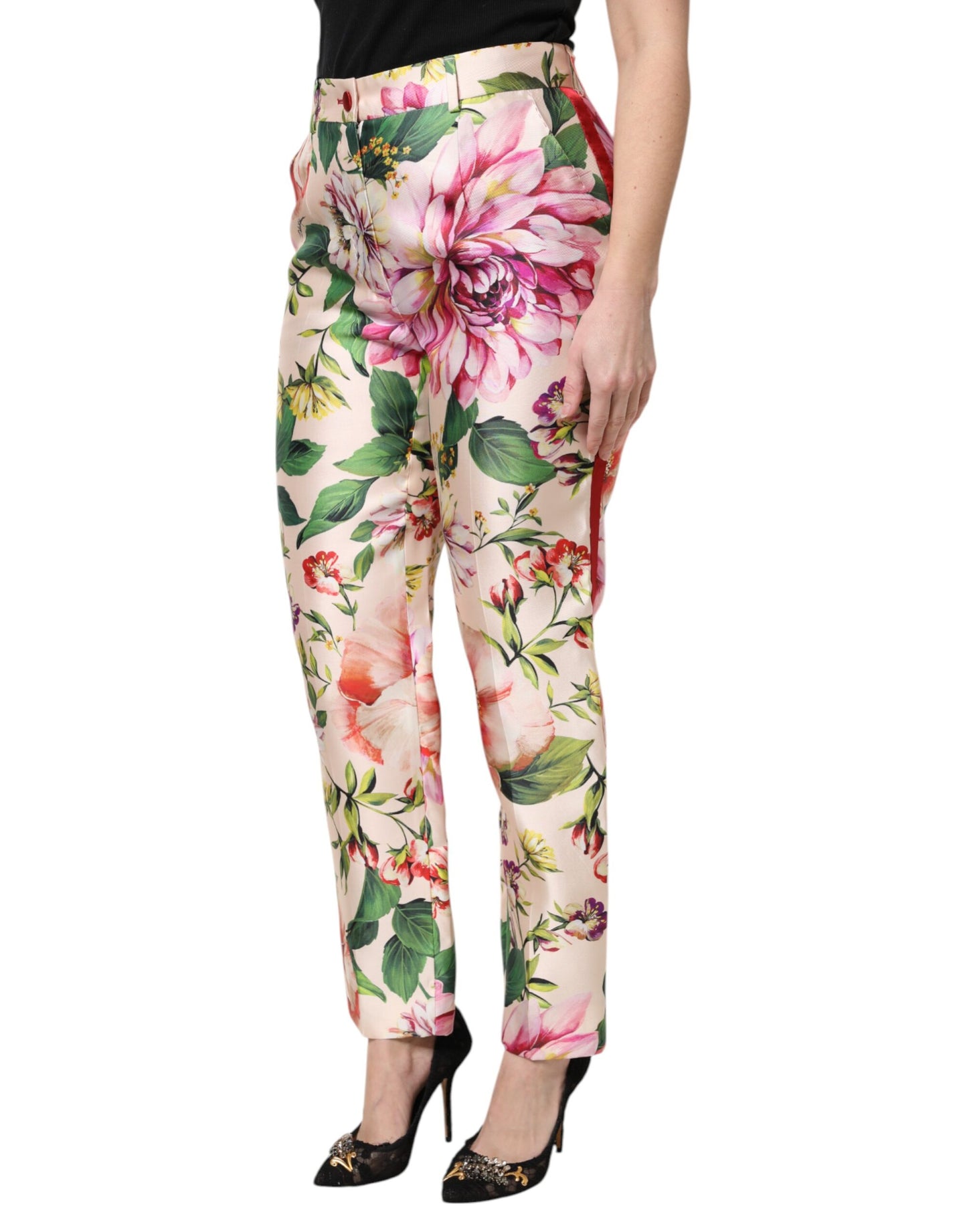 Multicolor Floral High Waist Straight Pants