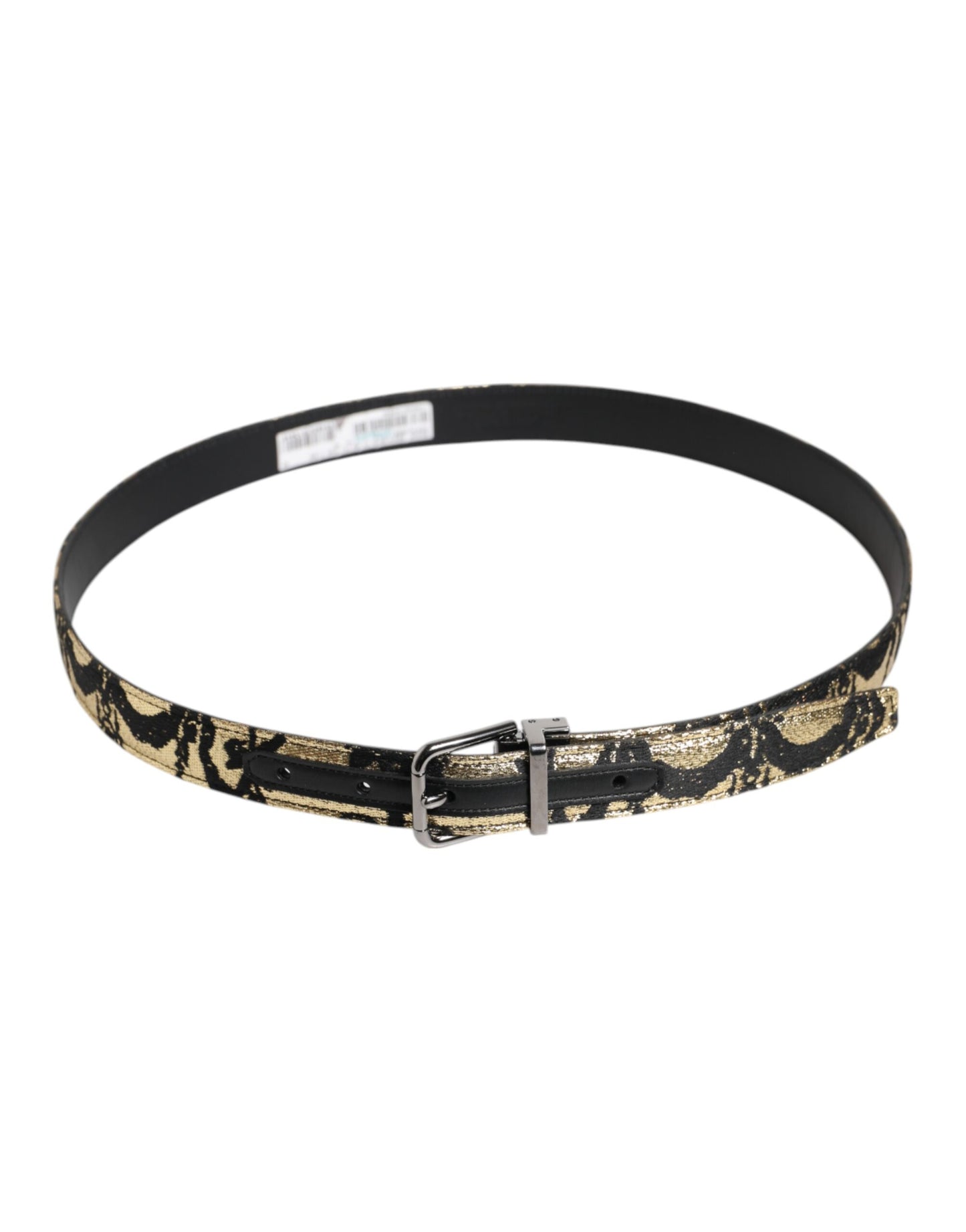 Multicolor Jacquard Leather Metal Buckle Belt
