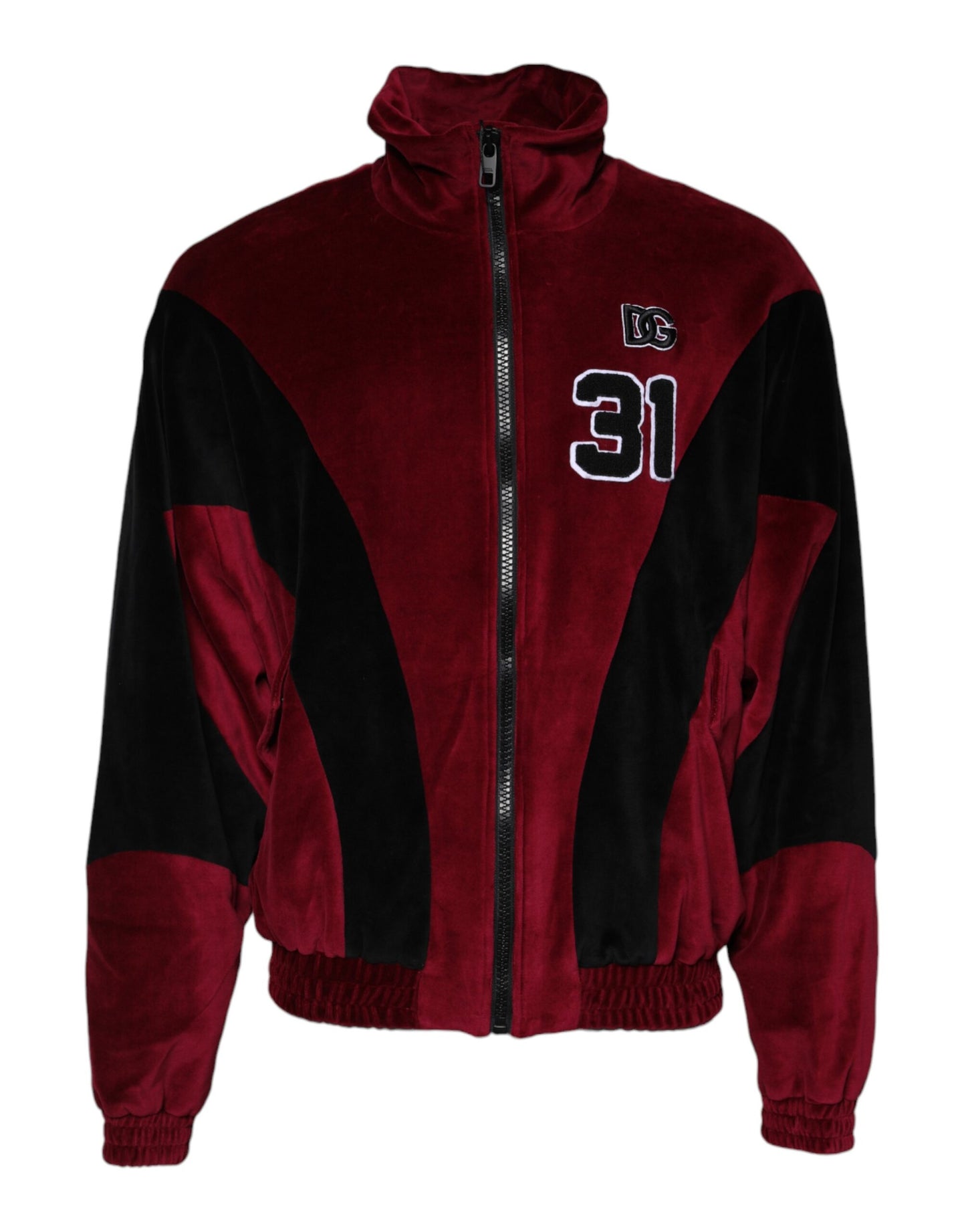 Red Black Cotton Logo FullZip Bomber Jacket