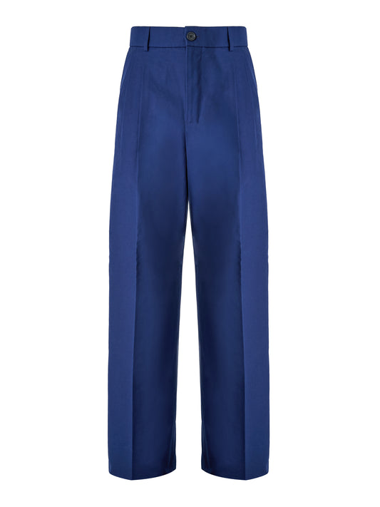 Blue Classic Cotton Pants