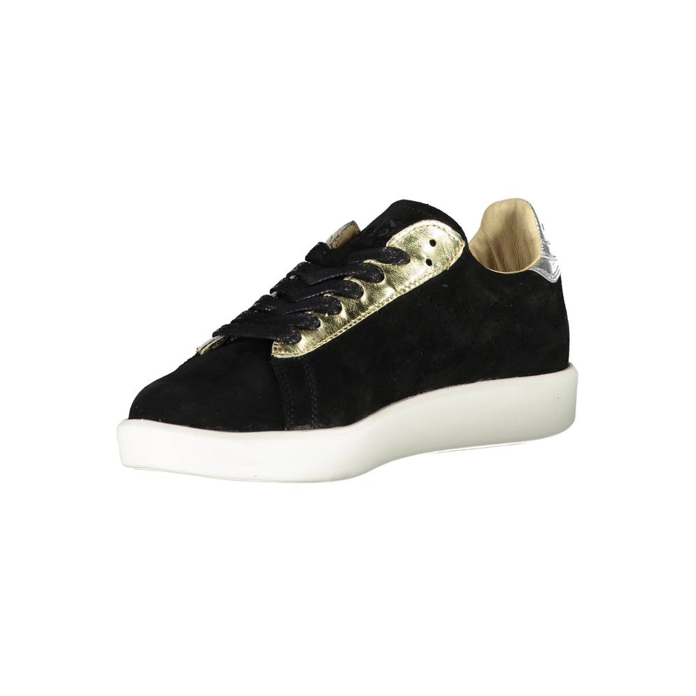 Black Leather Women Sneaker