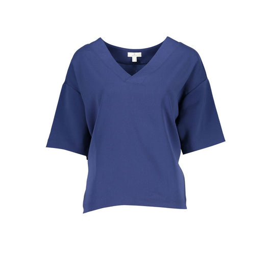 Blue Cotton Women T-Shirt