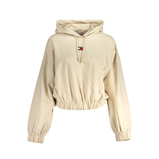 Beige Cotton Women Sweater Hoodie