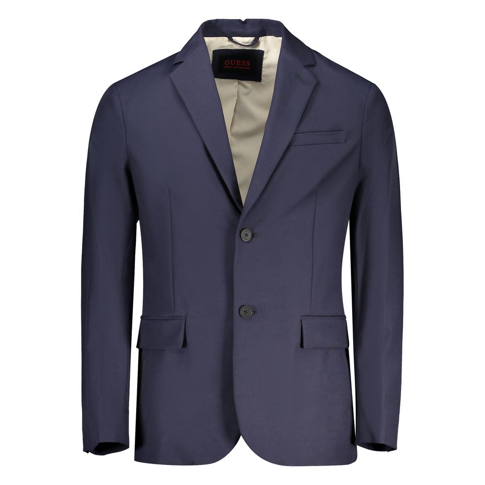 Blue Cotton Men Jacket