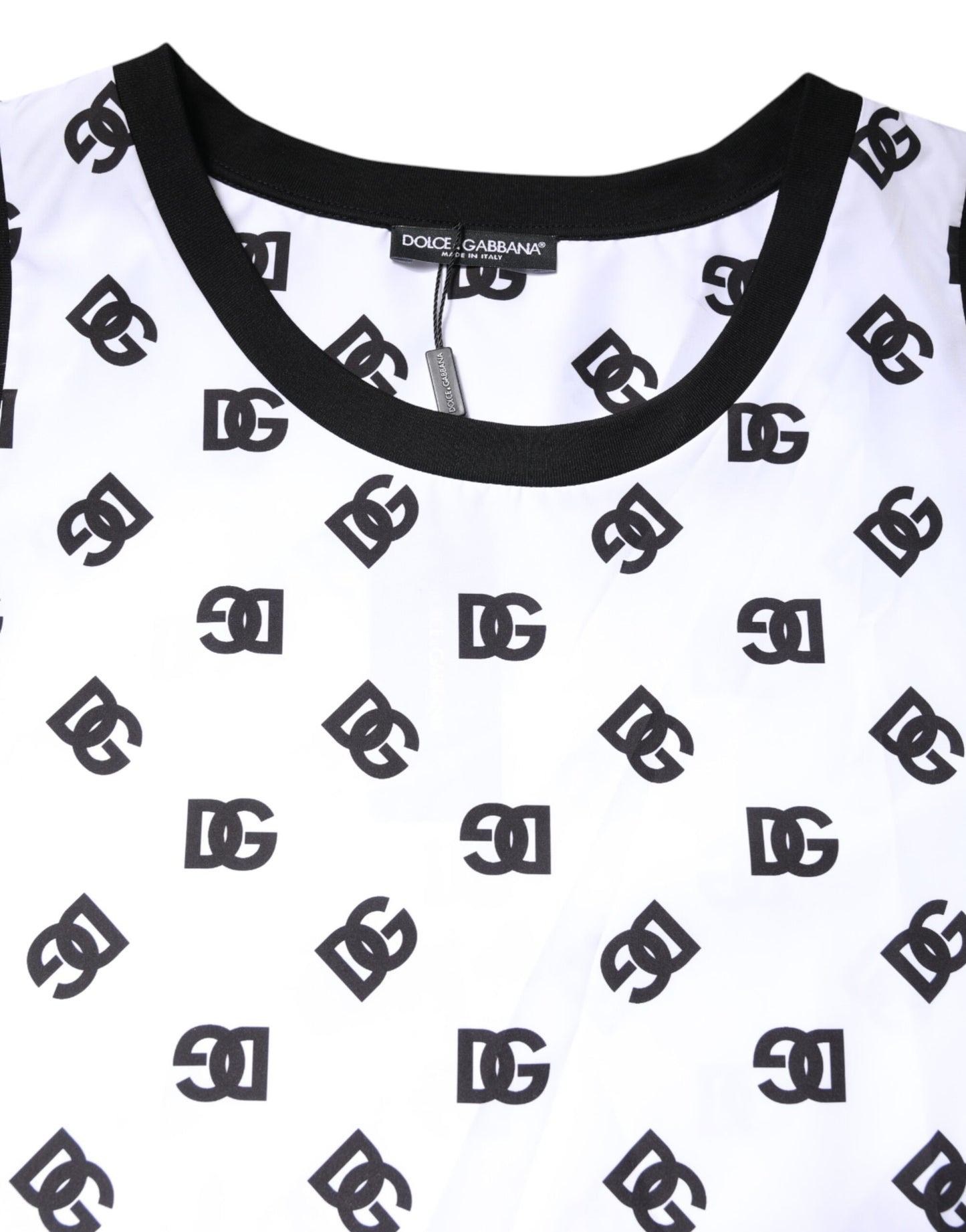 White Polyester Sleeveless DG Logo T-shirt