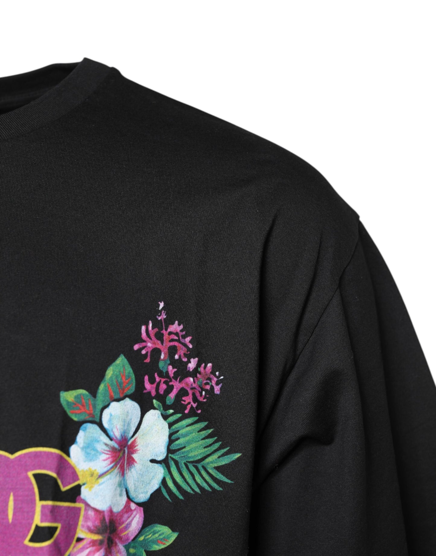 Black DG Floral Print Crew Neck T-shirt