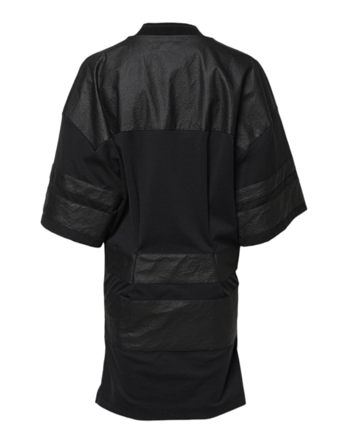 Black Cotton Short Sleeves V-neck T-shirt