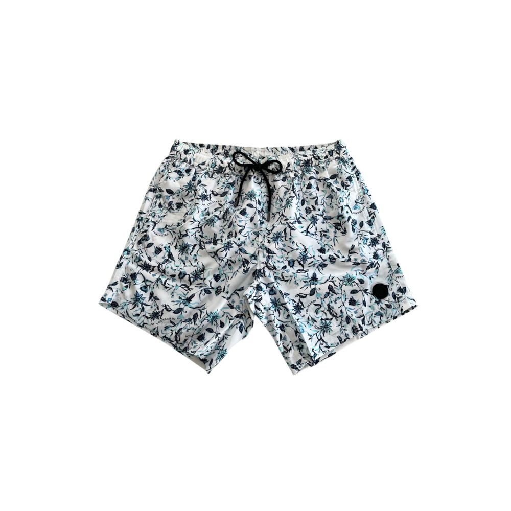 White Polyester Men Swim Shorts