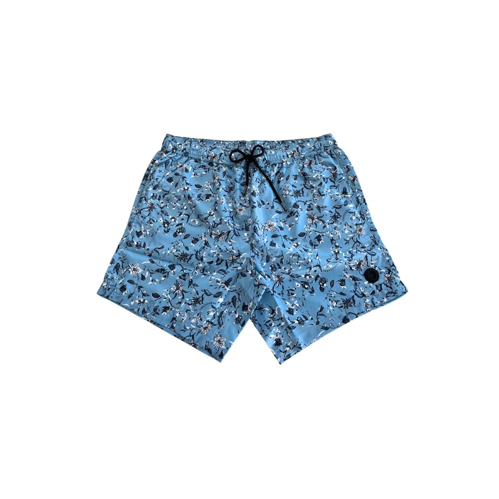 Light Blue Polyester Men Swim Trunk