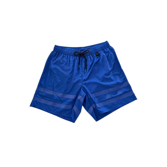 Blue Polyester Men Swim Shorts