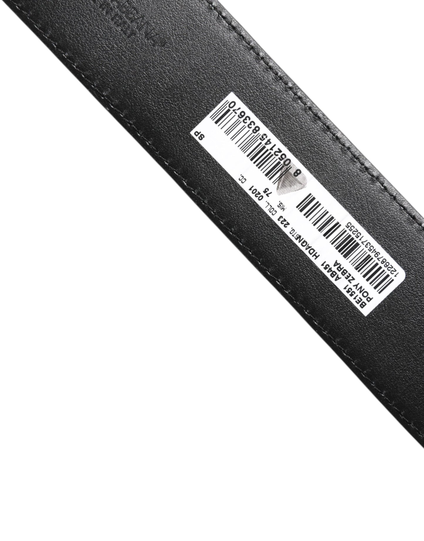 White Black Leather Zebra DG Crystal Buckle Belt