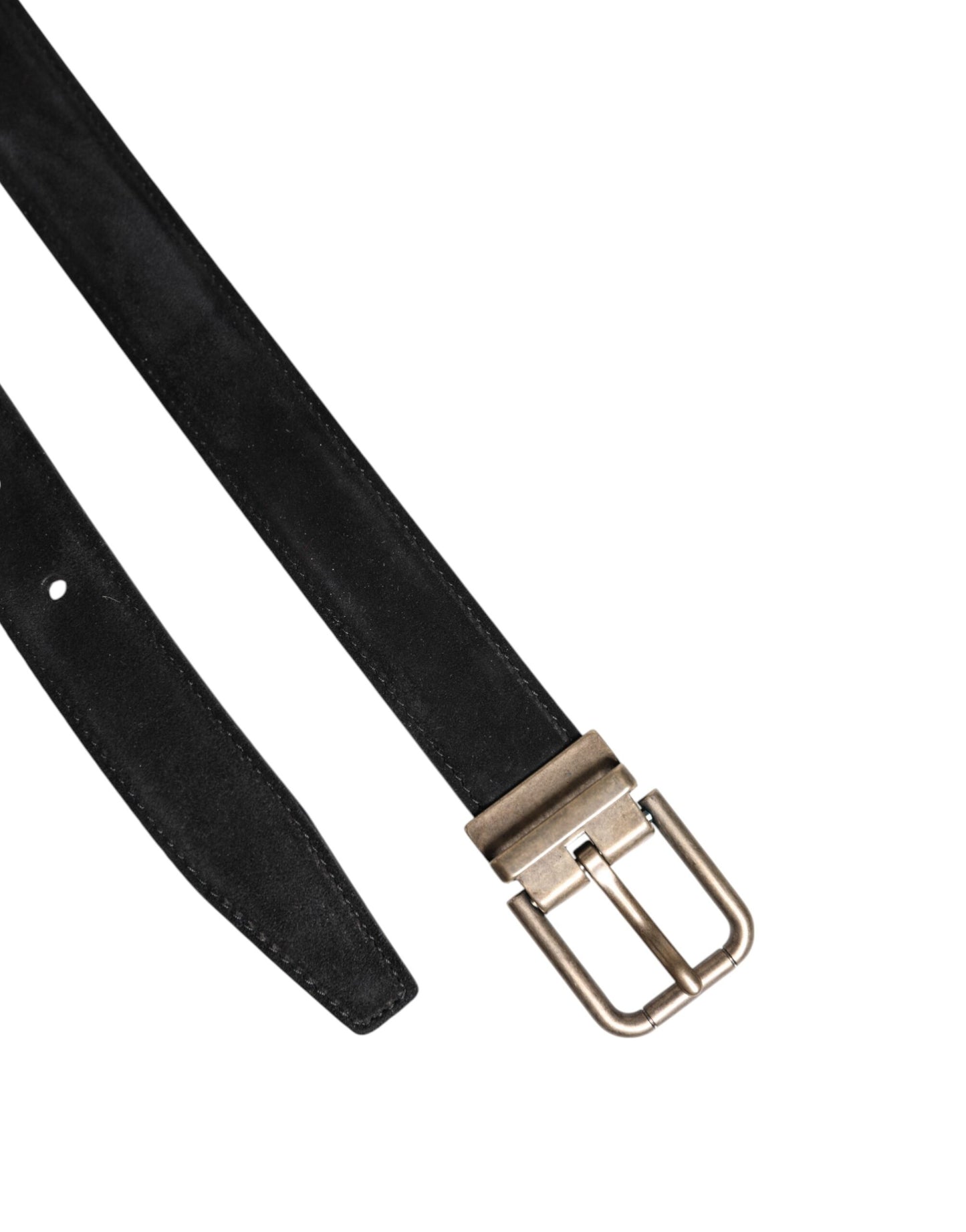Black Calf Leather Classic Metal Buckle Belt