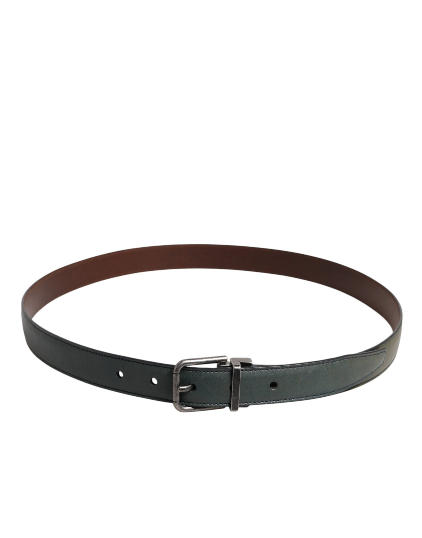 Green Classic Leather Metal Buckle Belt