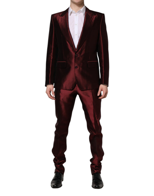 Bordeaux Silk 2 Piece Single Breasted Suit