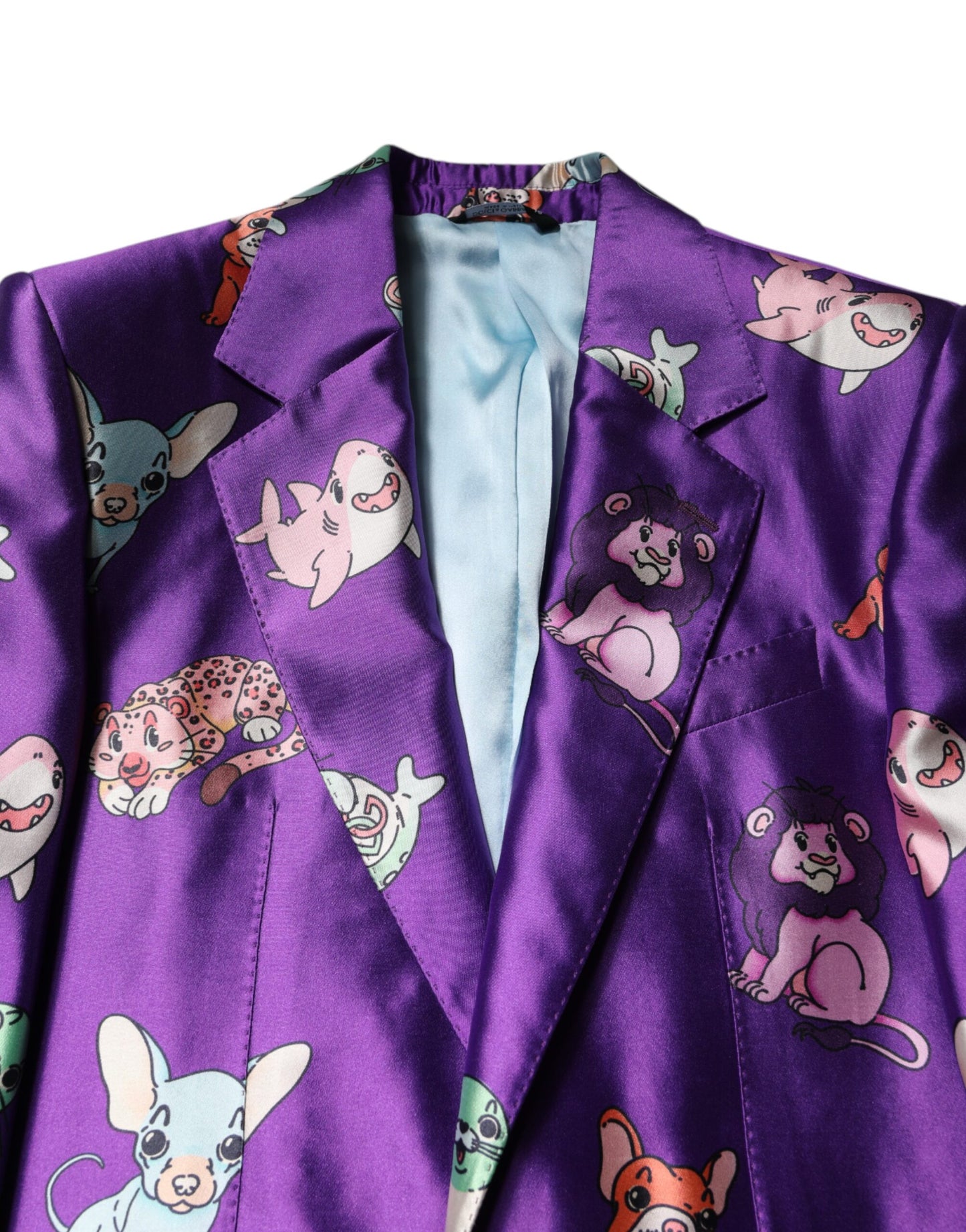Purple Silk Animal Print 3 Piece Suit