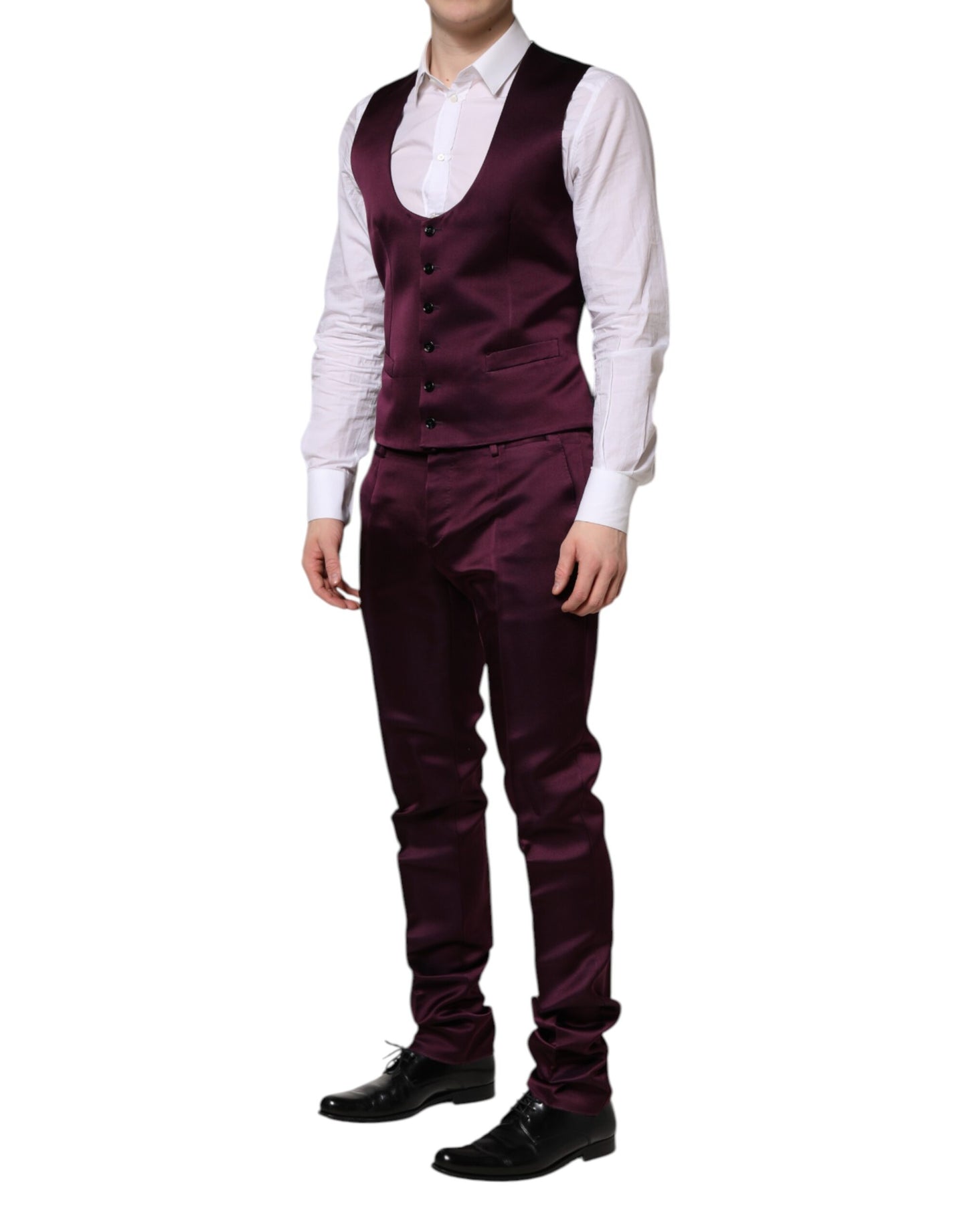 Dark Purple Silk 3Piece Single Breasted Suit