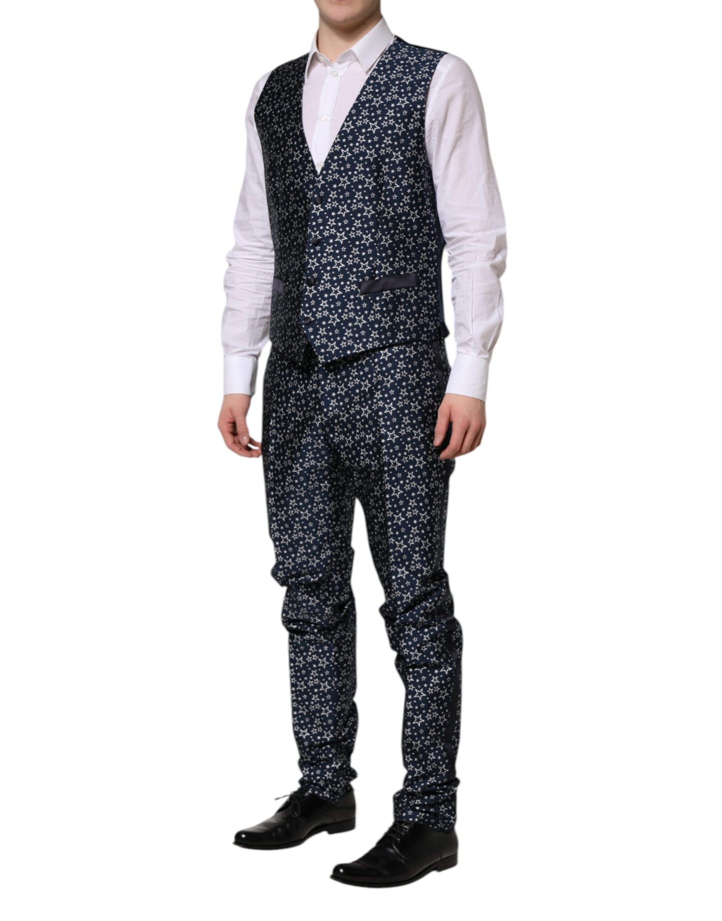 Blue MARTINI Star Jacquard 3 Piece Suit