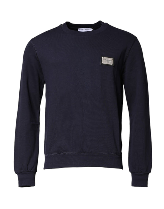 Dark Blue Logo Crew Neck Pullover Sweater