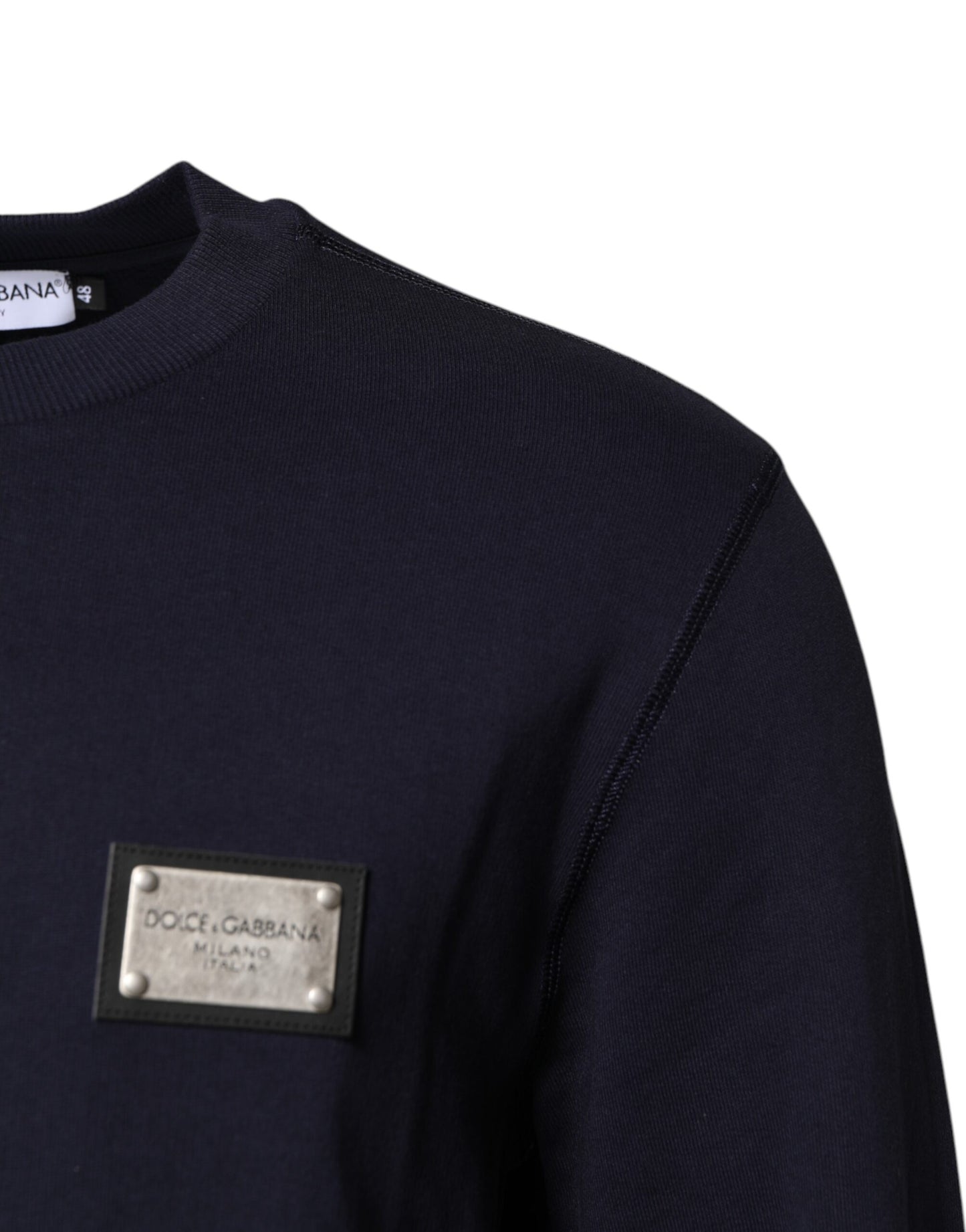 Dark Blue Logo Crew Neck Pullover Sweater