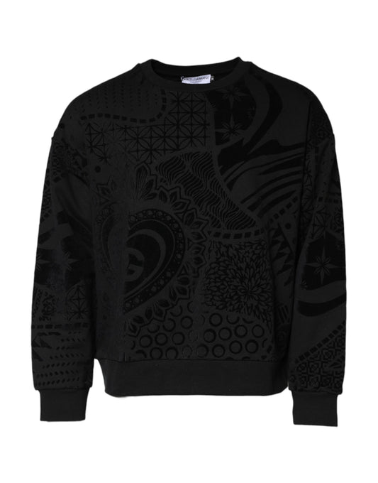 Black Printed Crew Neck Sweatshirt Sweater