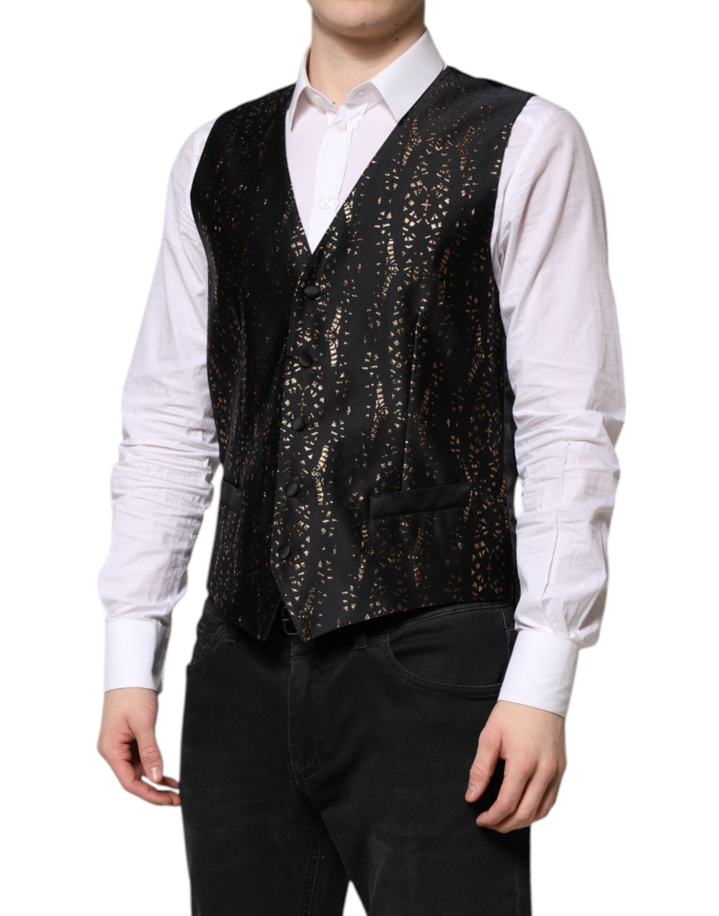 Black Lurex Dress Formal Men Waistcoat Vest