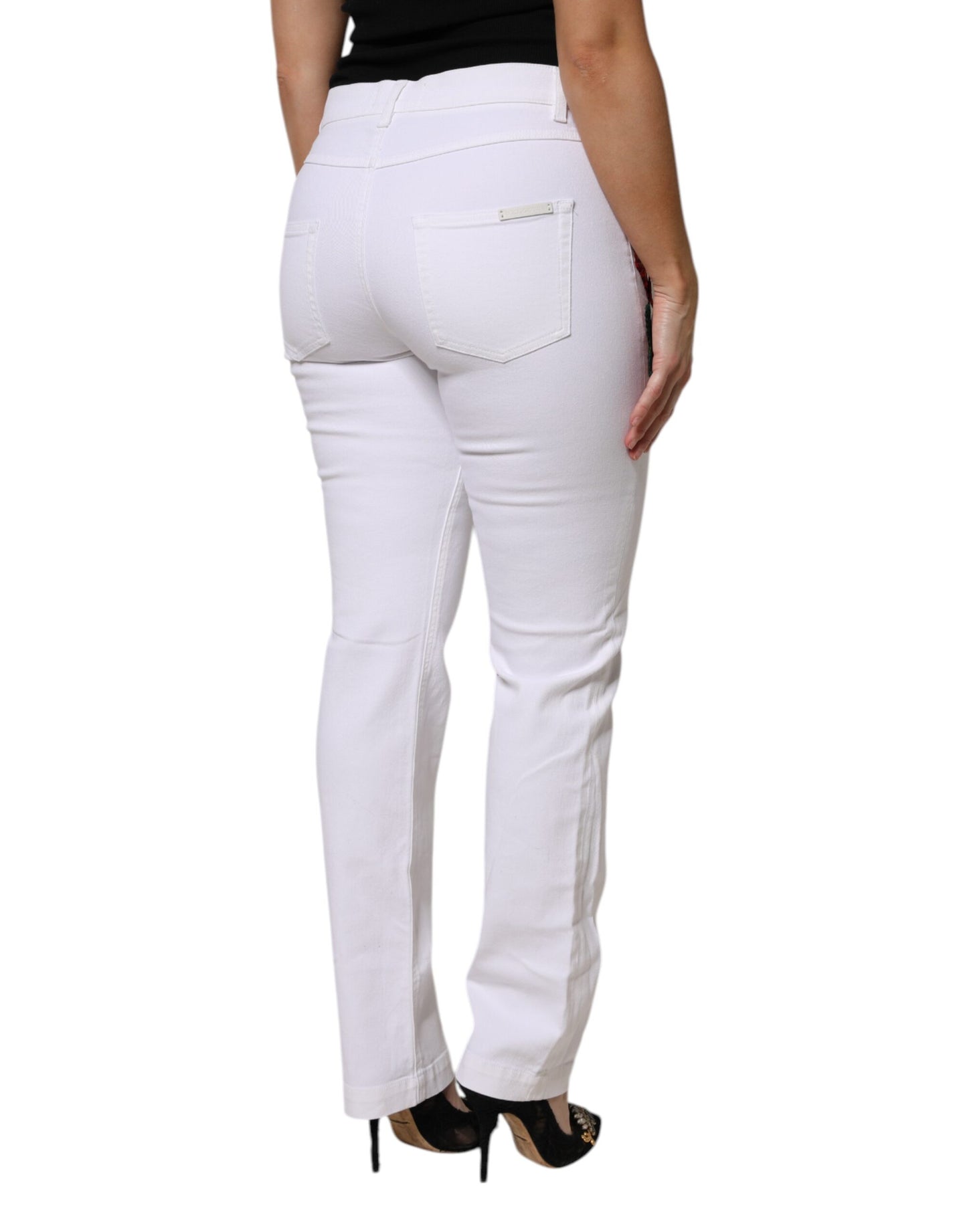 White Floral Sequined GIRLY Denim Jeans