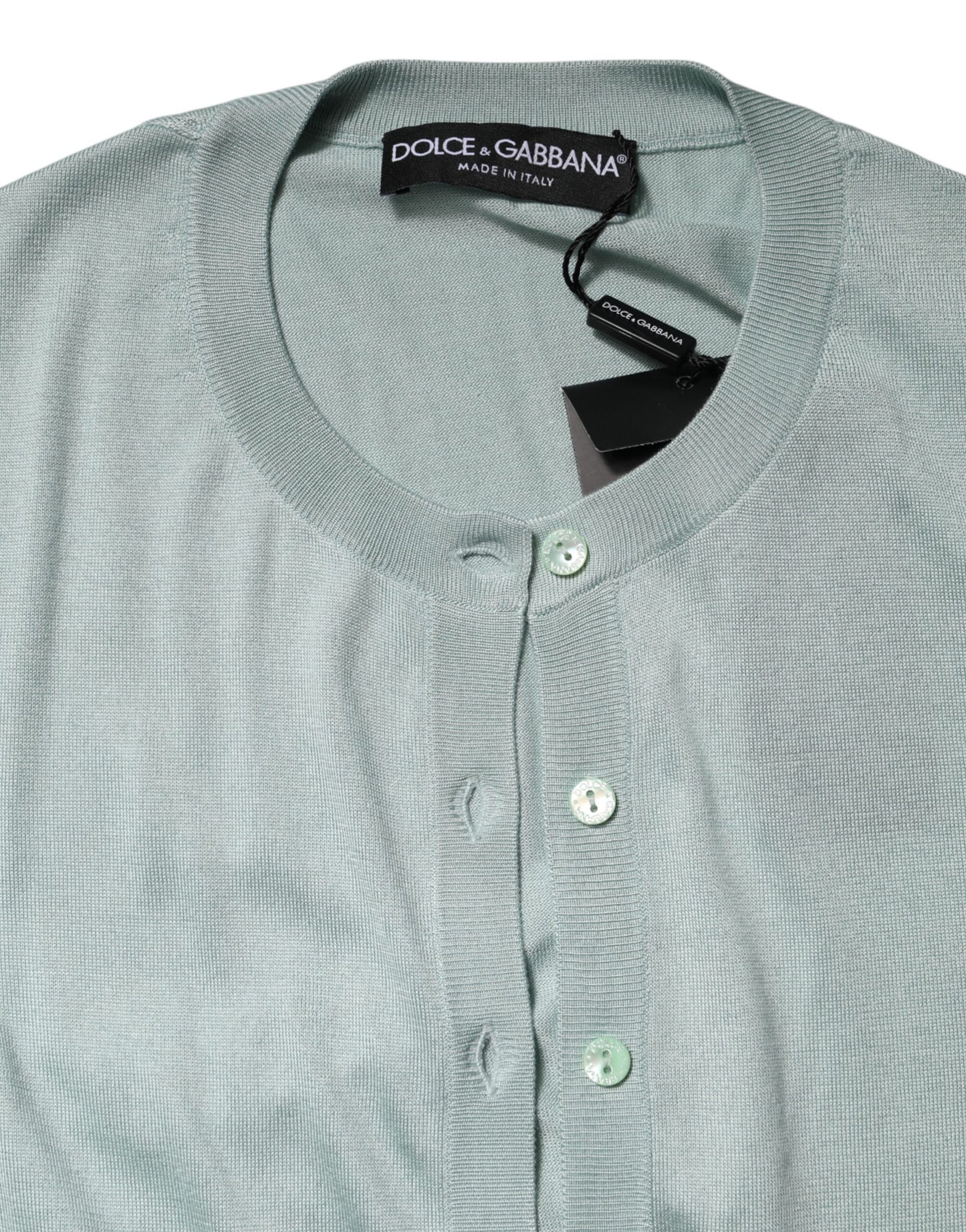 Light Green Silk Button Down Cardigan Sweater