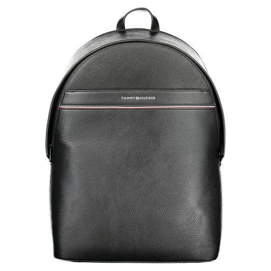 Black Polyester Men Backpack