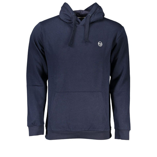 Blue Cotton Men Hoodie