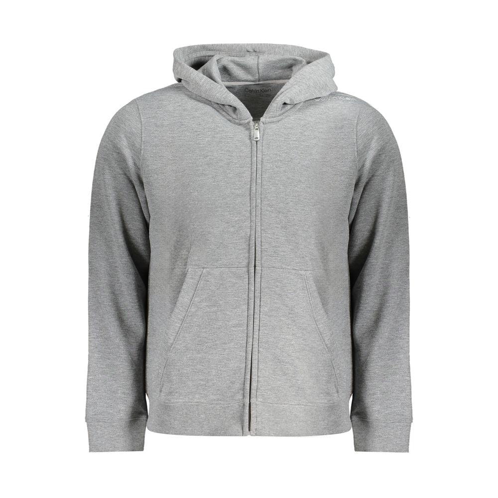 Gray Recycled Polyester Men Hoodie