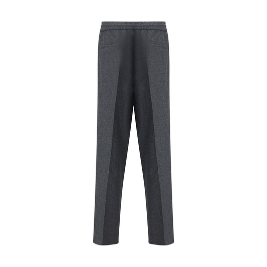 Gray Fleece Wool Casual Pants