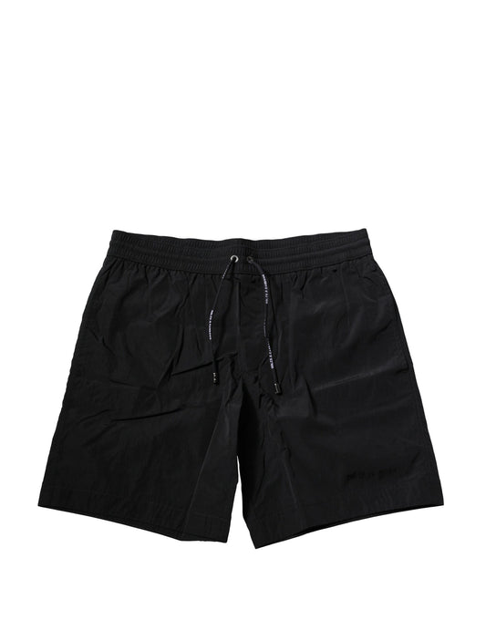 Black Polyester Beachwear Men Shorts Swimwear