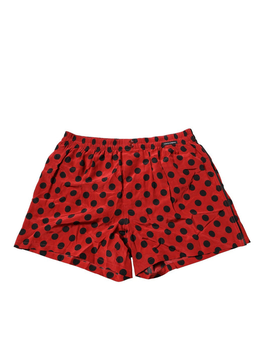 Red Silk Polka Dot Boxer Shorts Underwear