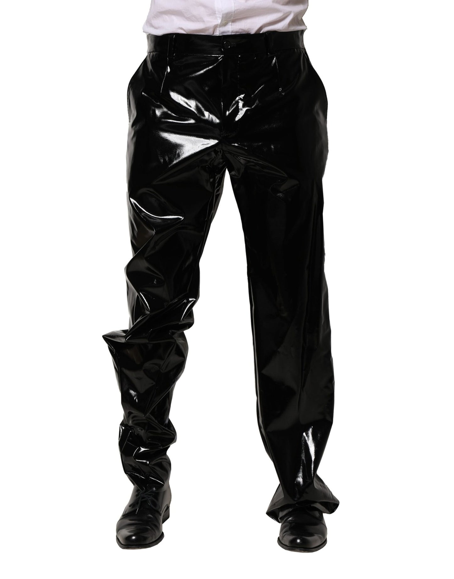 Black Nylon Straight Men Pants