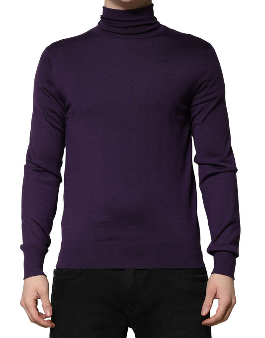 Purple Cashmere Turtleneck Pullover Sweater