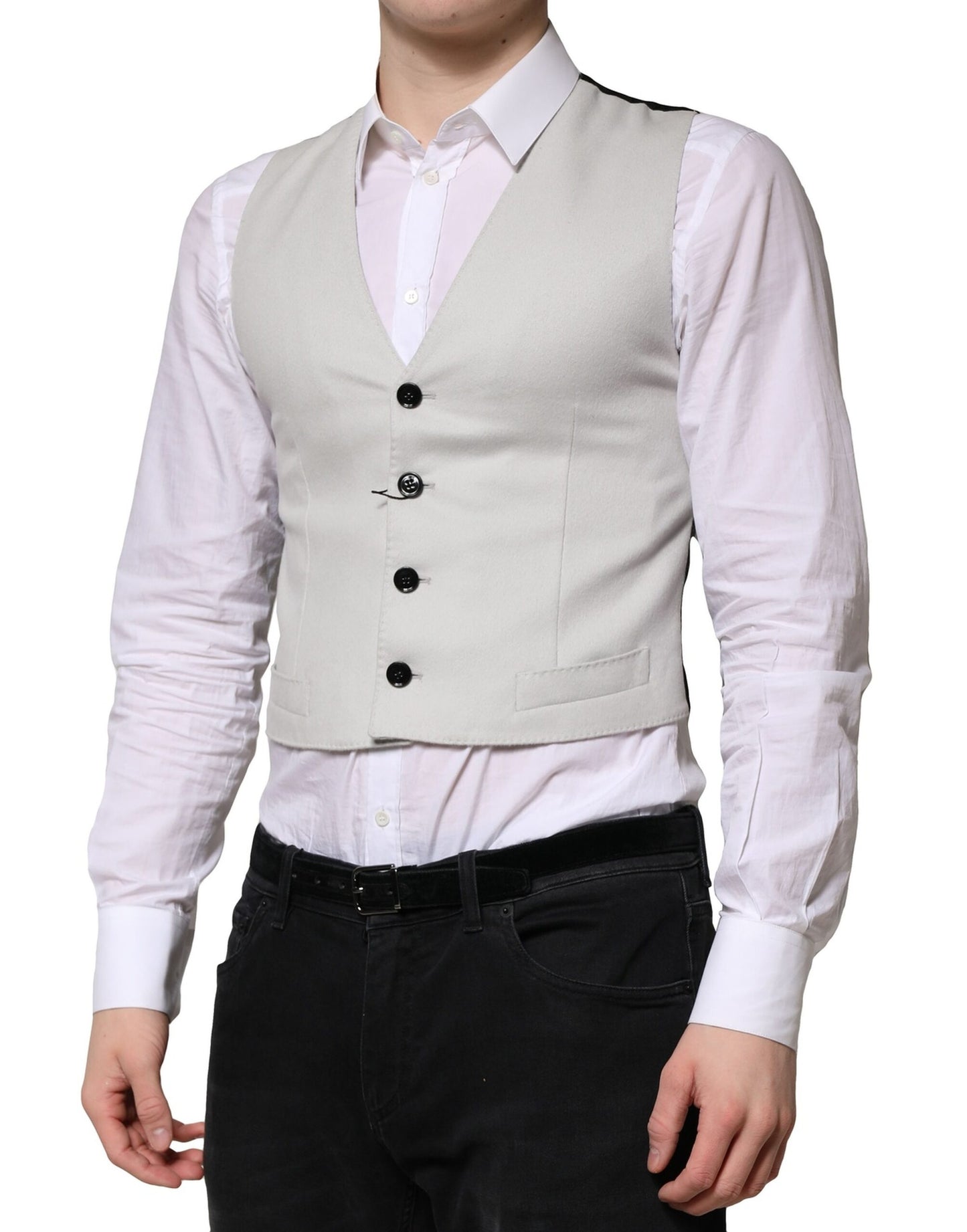 Gray Wool Dress Formal Men Waistcoat Vest