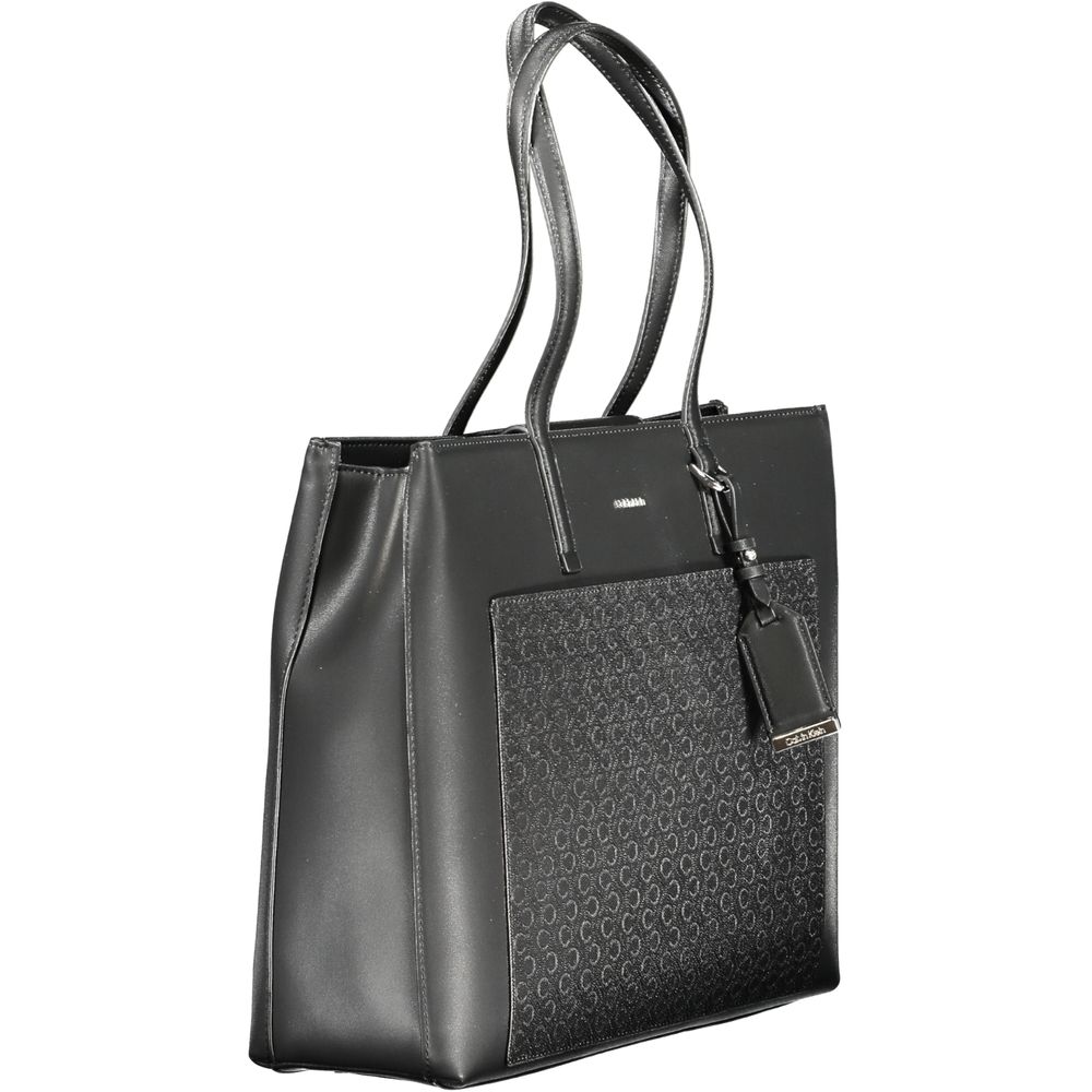 Black Polyester Women Handbag