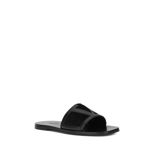 Black Calf Leather Bos Taurus Sandals