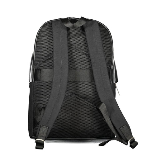 Black Polyester Men Backpack