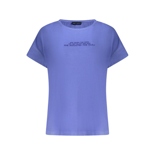 Blue Cotton Women T-Shirt