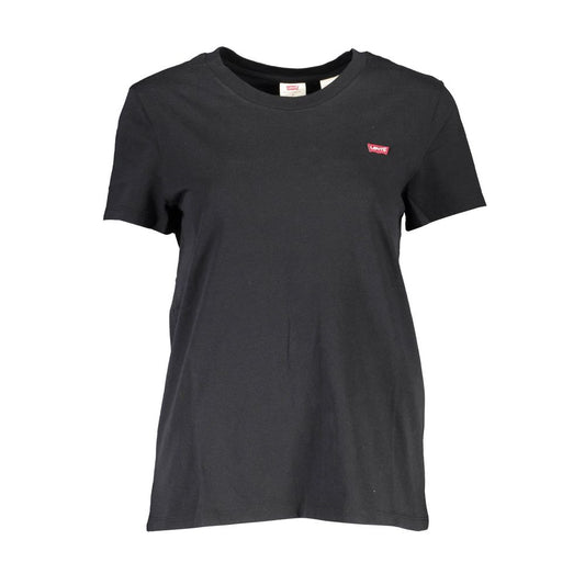 Black Cotton Women T-Shirt