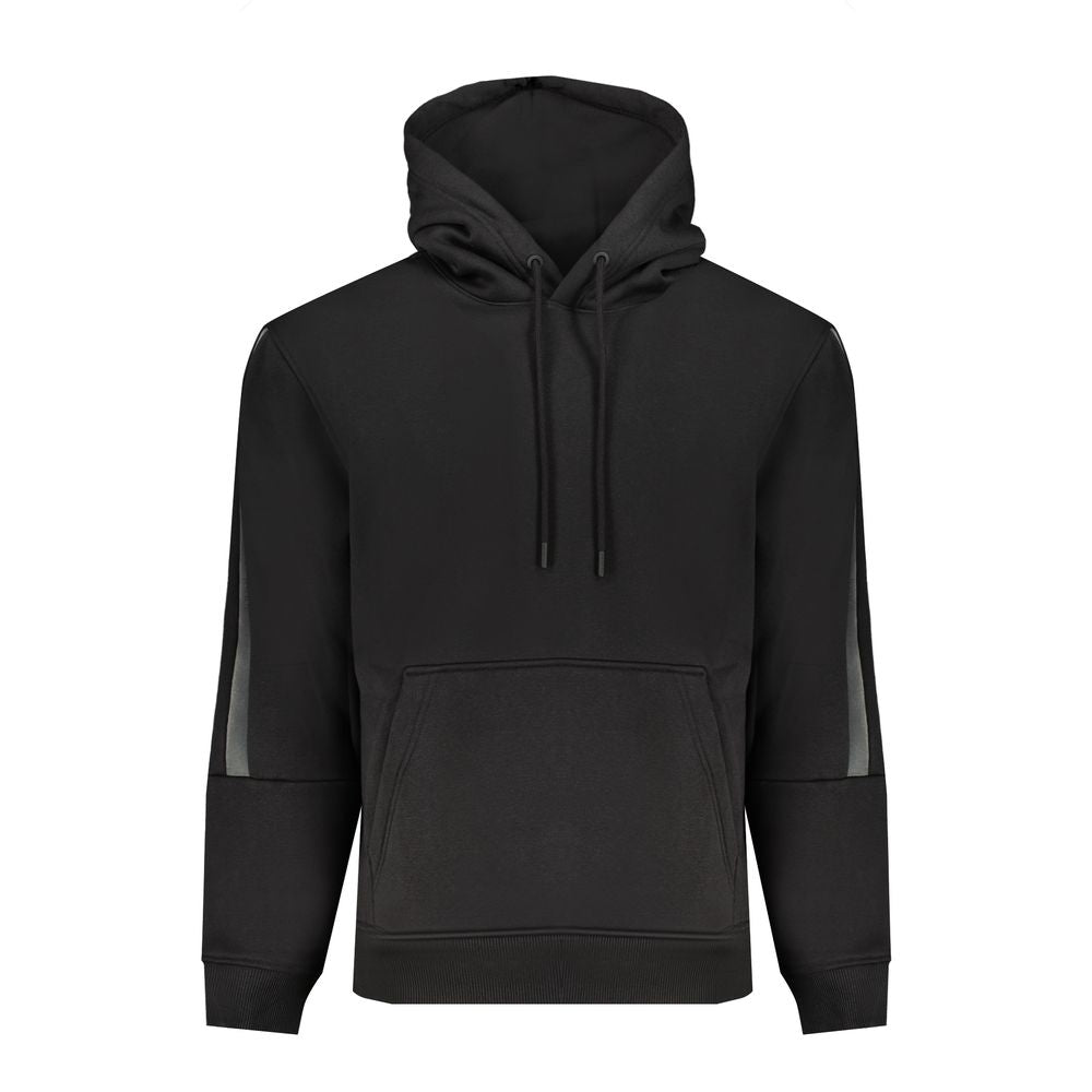 Black Cotton Men's Hooded Sweater